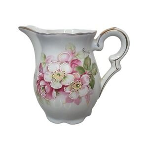 Vintage KALK PORCELAIN GREEN BLUE CREAMER, SIGNED RENEE, HAND Painted, ARNART